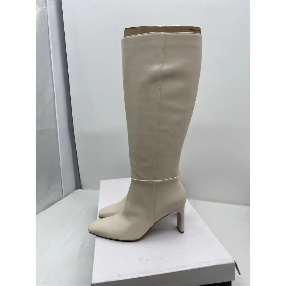 Alfani Womens Tristanne Ivory Knee-High Boots Shoes 9.5 Medium Retail $169